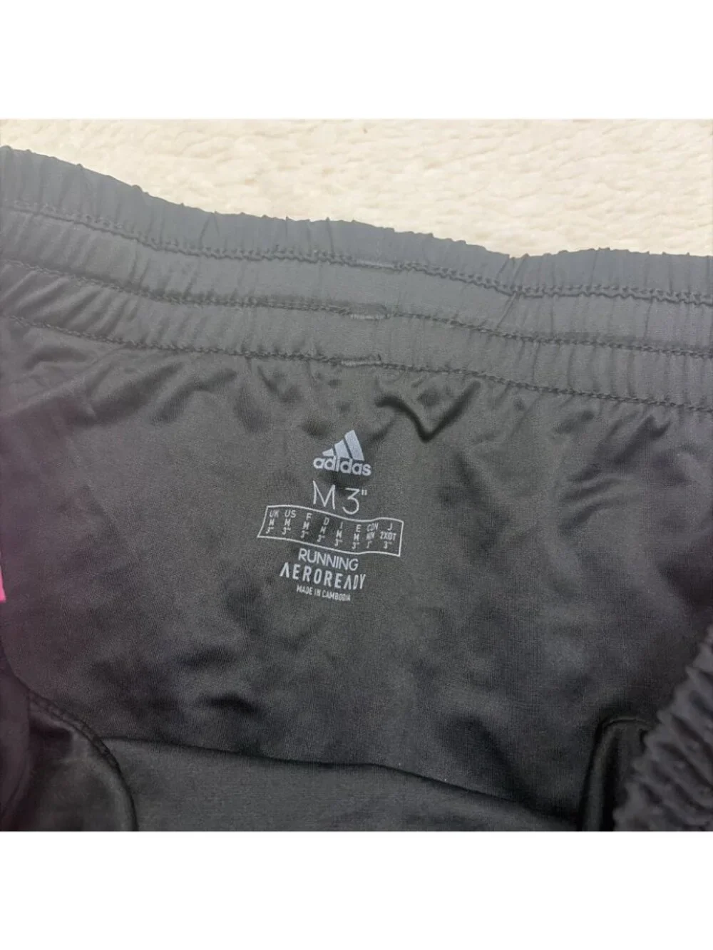 Adidas Womens Running Aero Ready Athletic Shorts Black Pink Stripe  Lined M